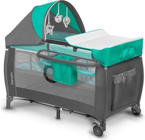 Lionelo - SVEN PLUS utazóágy szürke/türkiz