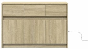 sonoma tölgy színű szerelt fa LED-es TV-szekrény 91x34x61 cm