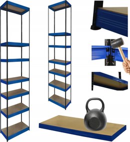 Tárolószekrény fém állvány Helios 270x35x35cm 7Px175kg Tömör Kék