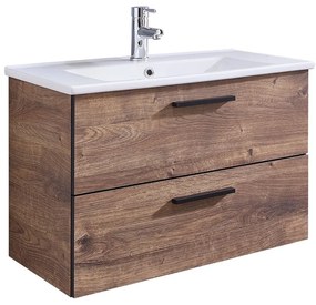 Barna függő szekrény tölgyfa dekorral mosdókagyló nélkül 71x51 cm Set 374 - Pelipal