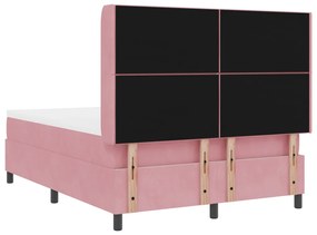 Box Spring Ágy Matraccal &amp; LED rózsaszín 140x190 cm Bársony