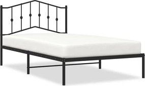 vidaXL fekete fém ágykeret fejtámlával 107 x 203 cm