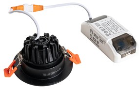 Beépített spotlámpa fekete 6,8 cm, LED-del 750 lm, szabályozható, IP23 - Gaius