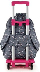 Hátizsák, iskolatáska, cipzáras, GABOL Secret, szürke, virágmintás (GA238096L)