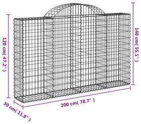 18 db íves horganyzott vas gabion kosár 200x30x120/140 cm