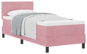 Boxspring Ágy Matraccal Rózsaszín 80x200 cm Bársony