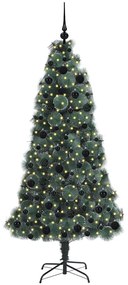 Műfenyő világítással gömb készlettel állvánnyal Zöld 180 cm PET