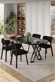 Axton étkezőgarnitúra, fekete márvány-fekete, 168 cm – TR240CHR2704