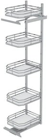 Konyhai fémrács, kamravasalás, 600mm, króm-fehér, részleges kihúzású, 5 kosár, nyíló ajtóhoz Infinity Plus 295