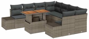 vidaXL Kert étkező szett párnával 9 pcs Szürke és Barna