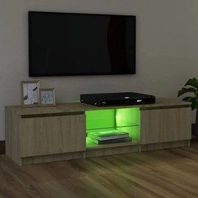 sonoma tölgy színű TV-szekrény LED lámpákkal 120x30x35,5 cm