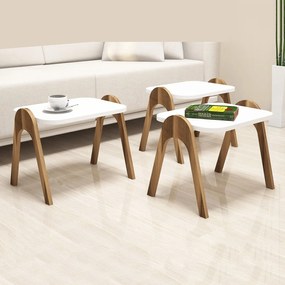 Dohányzóasztal (3 részes) Paris - Walnut, White