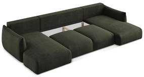 Zöld kinyitható sarokkanapé (U alakú) Leila – Makamii
