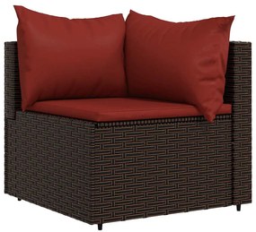 2 db barna polyrattan kerti sarokkanapé párnákkal