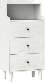 HOMCOM 3 Fiókos Keskeny Fésülködőasztal Nyitott Polcokkal, Antifalra Rögzíthető, Magas Fiókos Szekrény, Nappaliba és Előszobába, 47x29x95 cm, Fehér Fe