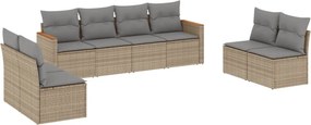 vidaXL 8 részes vegyes bézs polyrattan kerti ülőgarnitúra párnákkal