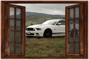 Poszter 60x40 Fehér Ford Mustang