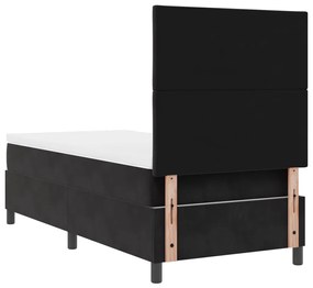 Boxspring Ágy Matraccal és LED Fekete 90x190 cm Bársonyos