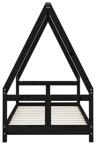 fekete tömör fenyőfa gyerekágykeret 80 x 160 cm