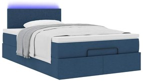 kék szövet ottomán ágy matraccal &amp; LED-ek 120x190cm