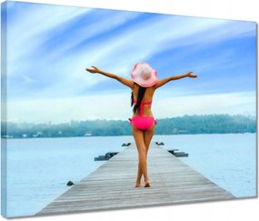 Vászonkép 40x30 Hölgy a mólón