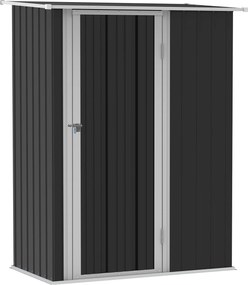Outsunny Kerti Tároló Sátor Ajtóval - Kültéri Acél Sötétszürke 142 x 84 x 189 cm | Aosom
