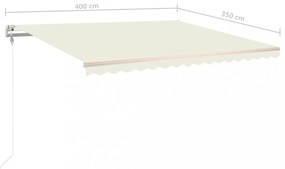 krémszínű kézzel kihúzható LED-es napellenző 4 x 3,5 m