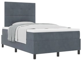 vidaXL Box Spring Ágy Matrac Sötétszürke 120x200 cm Bársony