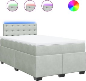vidaXL világosszürke bársony rugós ágy matraccal 120 x 200 cm