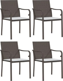 vidaXL 4 db barna polyrattan kerti szék párnával 56x59x84 cm