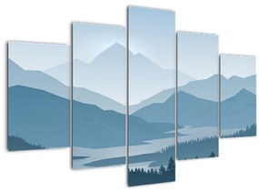 Kép - a hegyek grafikája (150x105 cm)