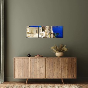 Kép - Santorini, Görögország (órával) (90x30 cm)