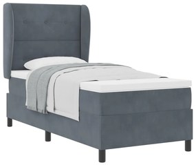 Boxspring Ágy Matracról Sötétszürke 100x200 cm Bársony
