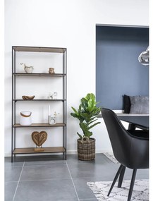 Vita polc, 5 polcos, tölgy hatású, fekete keret 80x36x170 cm