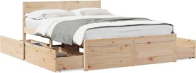 vidaXL tömör fenyőfa ágy matrac nélkül 135 x 190 cm