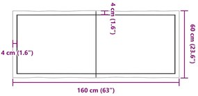 sötétbarna kezelt tömör asztallap 160x60x(2-4) cm