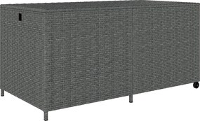 Outsunny 650 L vízálló rattan párnatároló doboz tetővel, kerekekkel – UV-álló kerti láda | 150 x 75 x 74 cm – Sötétszürke | Aosom