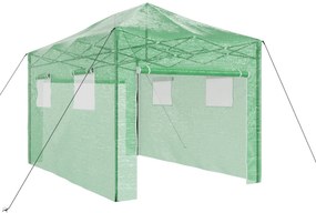 üvegház felugró kerettel - Zöld - 410x280x315 cm - Acél