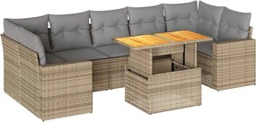 vidaXL 8 részes bézs polyrattan kerti ülőgarnitúra párnával