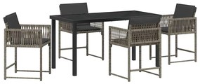 vidaXL Kert étkező szett 5 pcs Szürke polirattan