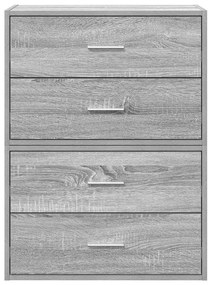 2 db szürke sonoma szerelt fa szekrény 2 fiókkal 60 x 31 x 40cm