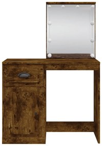 füstös tölgy színű fésülködőasztal LED-lámpákkal 90x42x132,5 cm