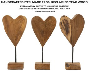 Szívszobor teak 15x10x35cm
