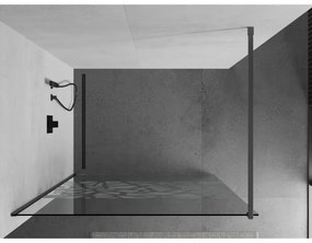 Mexen Kioto, Walk-In zuhany paraván 140 x 200 cm, 8 mm átlátszó üveg fehér mintás, grafit profil, 800-140-101-66-85