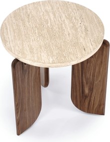 Manios dohányzóasztal 50 cm kerek - travertin / dió