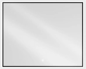 Mexen Erma LED-es, fűtött, 100 x 80 cm-es fürdőszobai tükör, 6000K, fekete keret - 9814-100-080-611-70