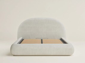 Krémszínű kárpitozott ágyneműtartós franciaágy ágyráccsal 140x200 cm Maumere – Maison de Rêve