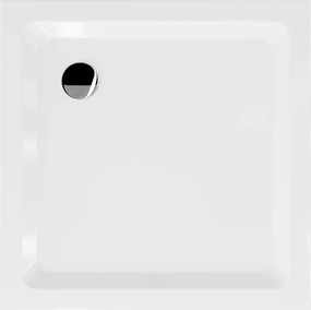 Mexen Flat slim négyzet alakú zuhanytálca 70 x 70 cm, fehér, króm szifon - 40107070