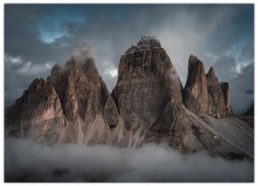 Kép - Három fogak, olasz Dolomitok (üvegen) (70x50 cm)