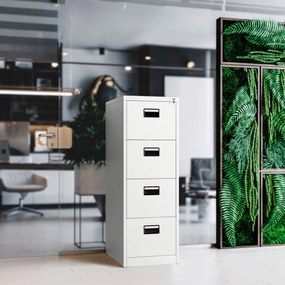 Fém irattartó szekrény, 4 fiókos SARA V4, 460 x 1320 x 620 mm, fehér